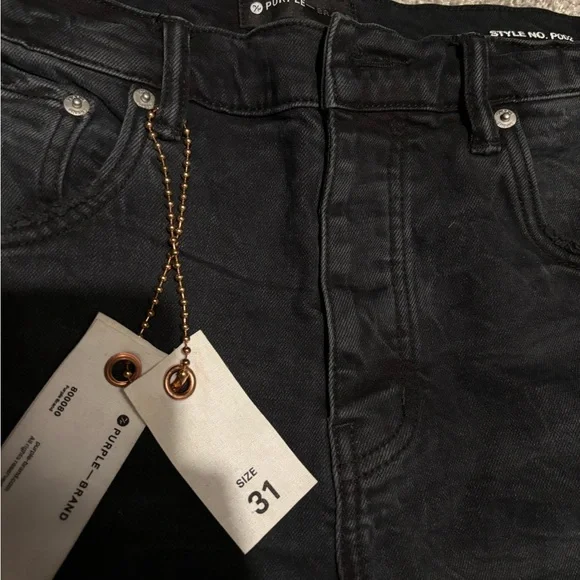Black Skinny Distressed Purple Jeans with Knee Rips